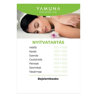 Yamuna nyitvatartás tábla