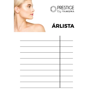 Prestige by Yamuna árlista tábla